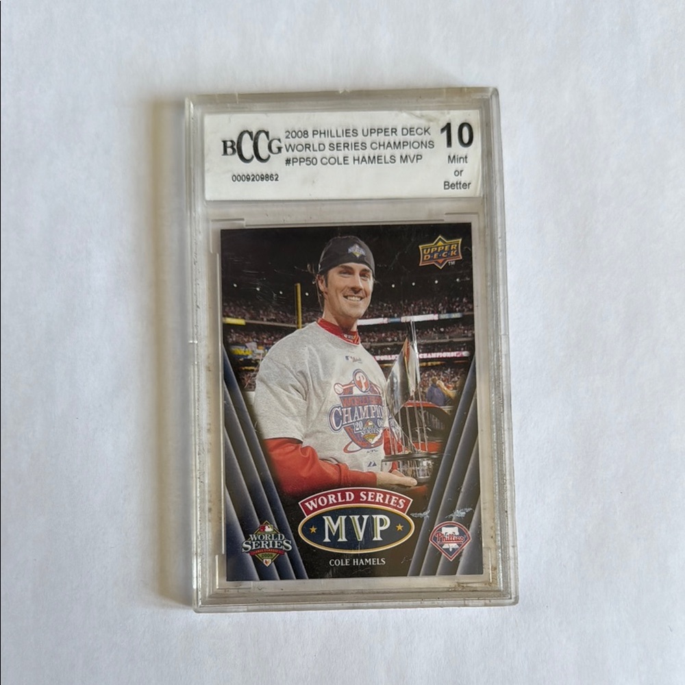 2008 Philadelphia Phillies Cole Hamels MVP World Series Card / Beckett 10